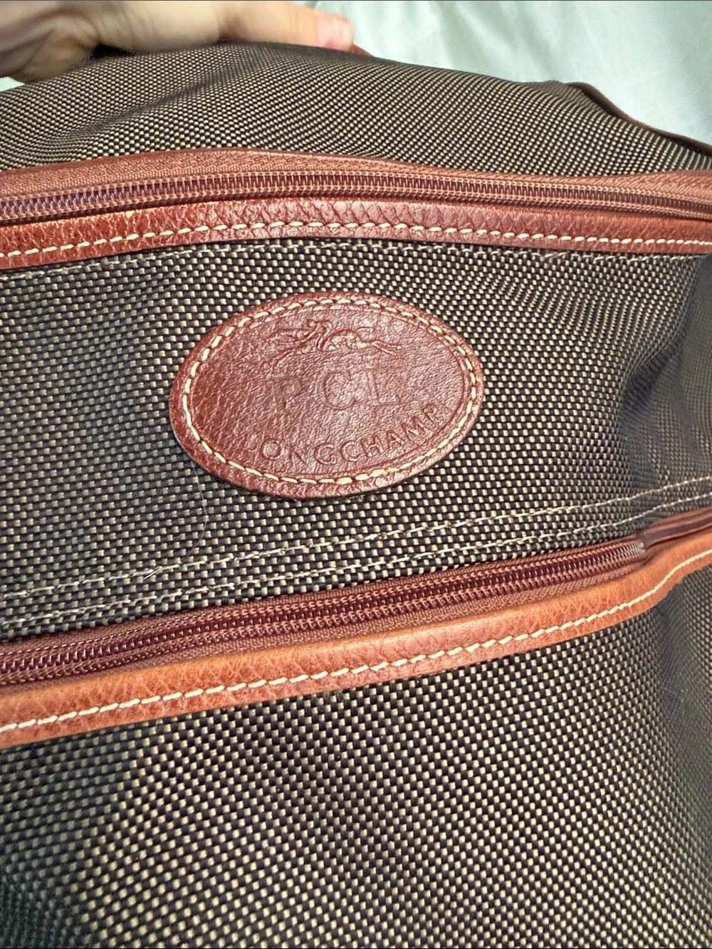 Vintage Longchamp Classic Brown Nylon Backpack with Leather Trim